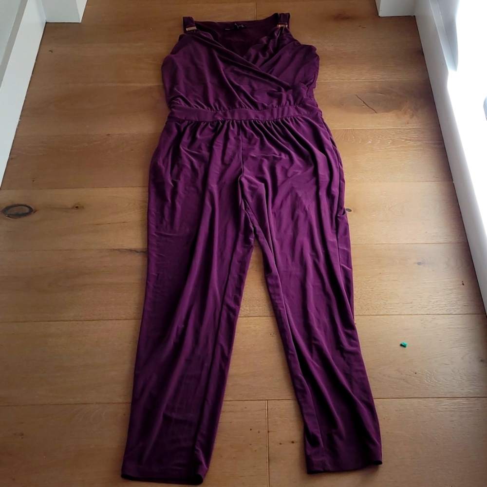 Plum V neck jumpsuit, WHBM, size S